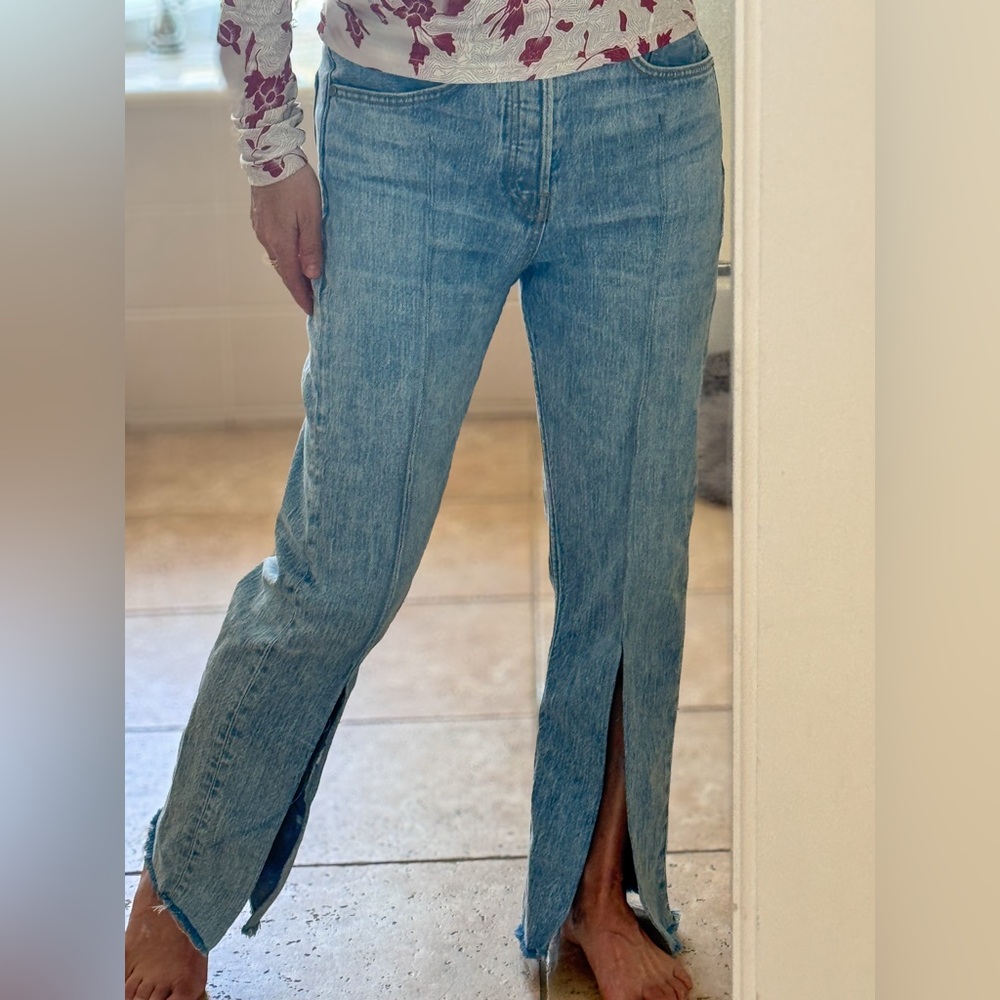 Rag & Bone Blue Flare Jeans with Front Slits